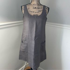EILEEN FISHER Brown Irish Linen Tank Dress w/ Pockets S